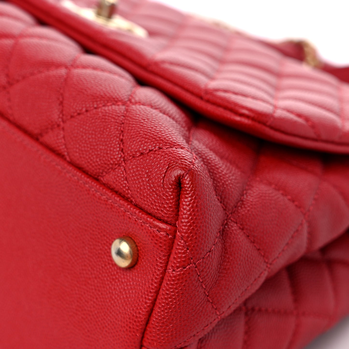 Caviar Quilted Small Coco Handle Flap Red