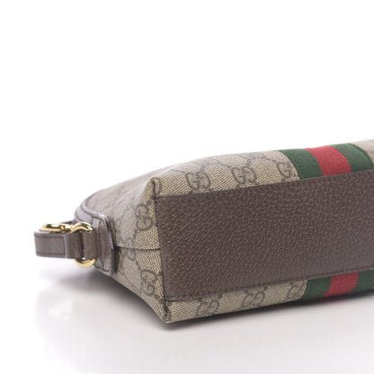 Gucci GG Supreme Monogram Textured Dollar Calfskin Web Small Ophidia Dome Shoulder Bag Beige Ebony New Acero 8 of 12