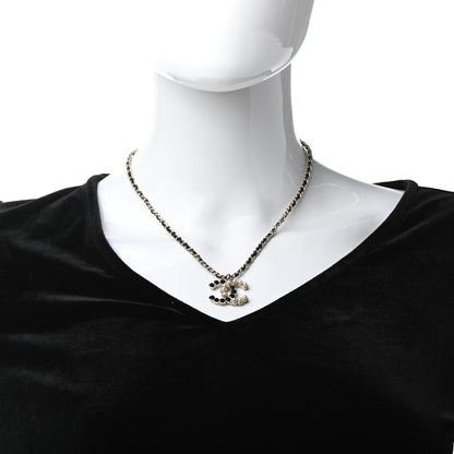 Chanel Lambskin Resin Pearl Dazzling Domino Short Necklace Gold Black 2 of 6
