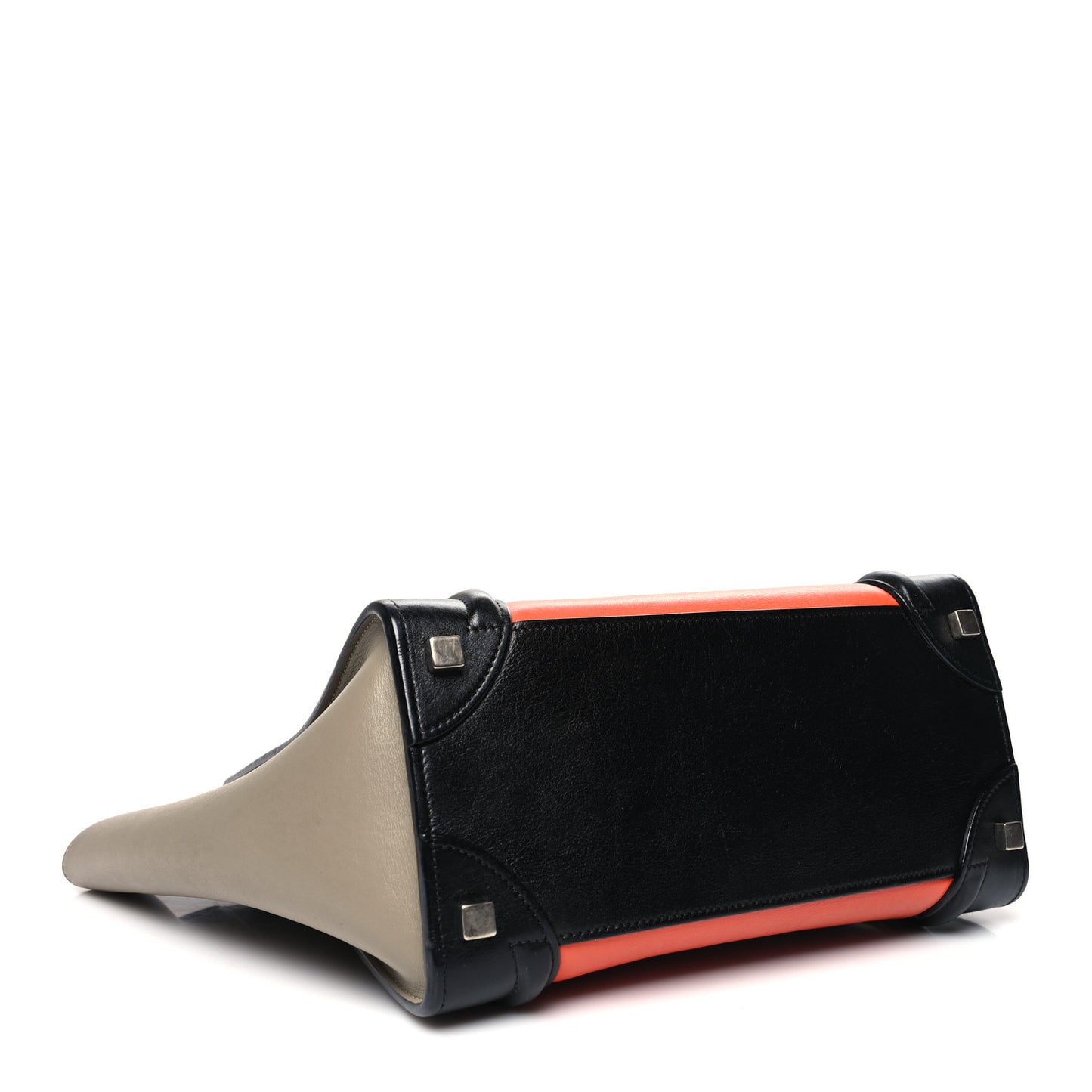 Drummed Calfskin Micro Tri-Color Luggage Bright Orange