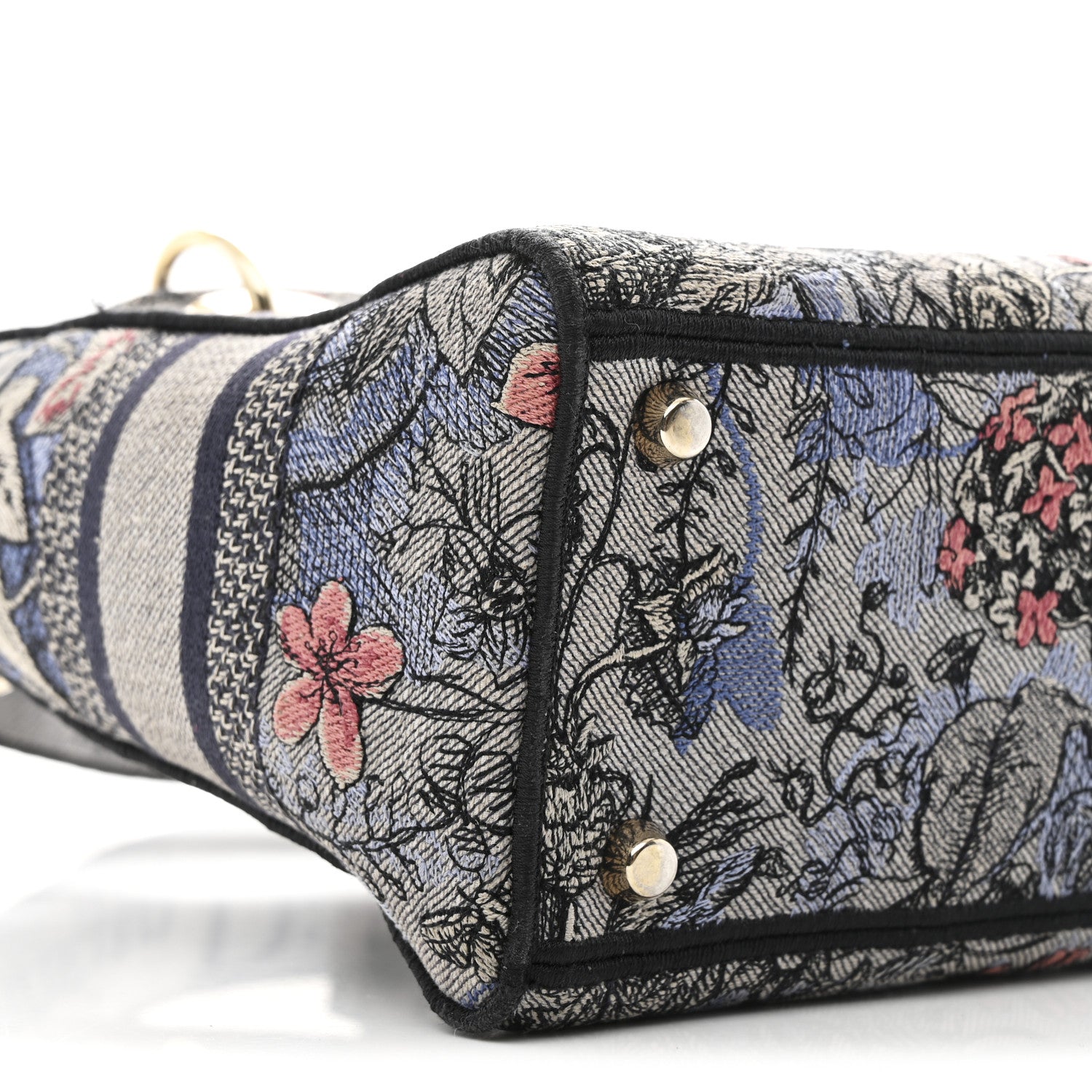 Christian Dior Canvas Embroidered Jardin Magique Medium Lady D-Lite Denim Multicolor 9 of 13