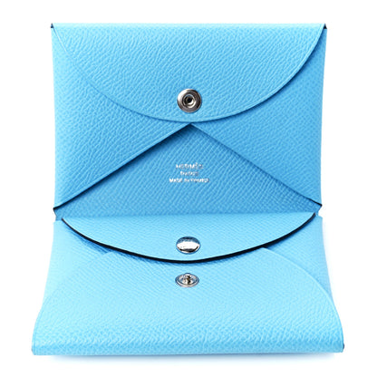 Hermes Epsom Calvi Duo Card Case Celeste 6 of 13