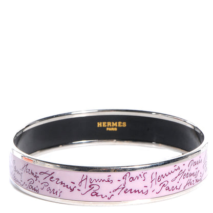 Hermes Enamel Printed Handwriting Medium Bracelet Purple 70 1 of 6