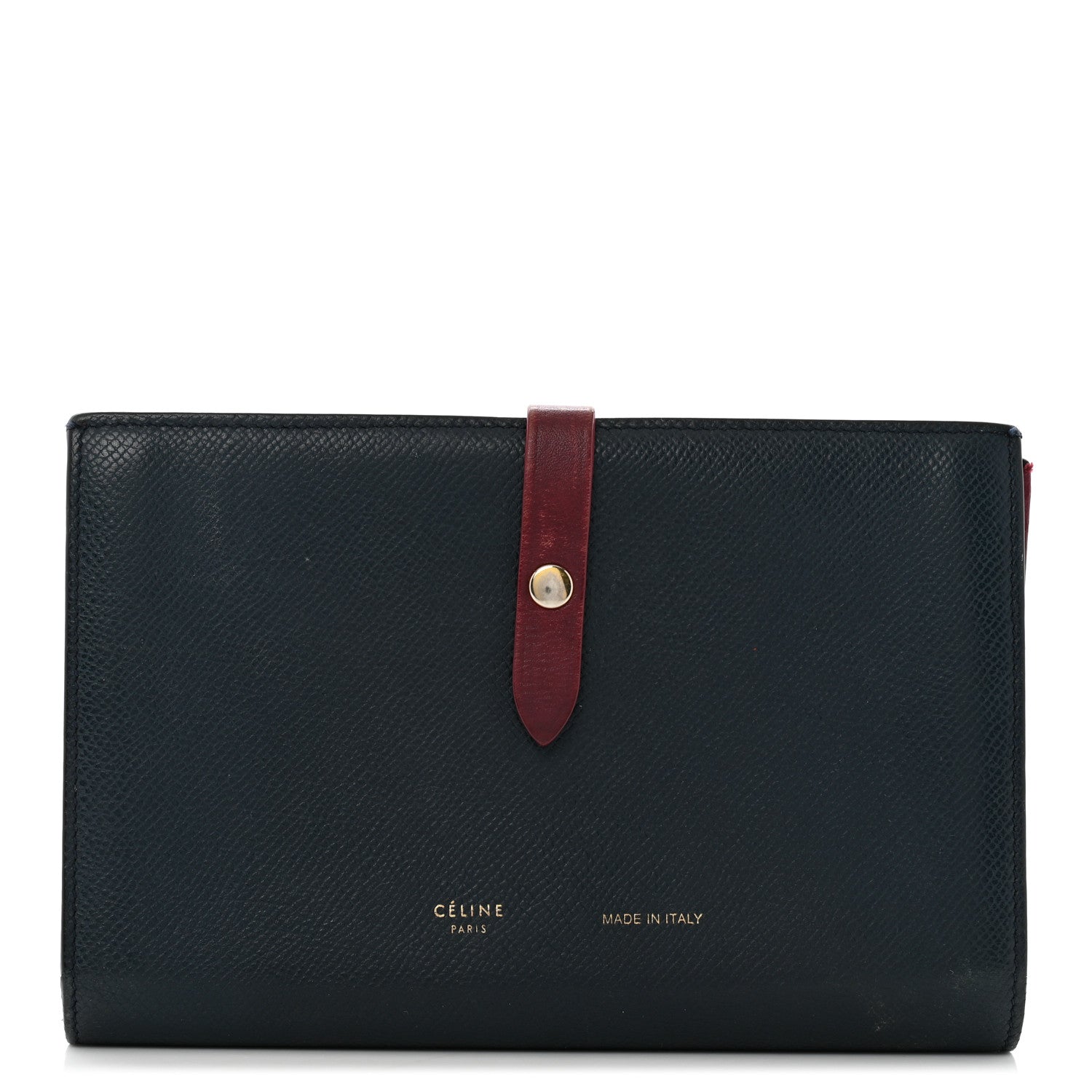 Celine Grained Shiny Calfskin Large Multifunction Strap Wallet Steel Blue 1 of 14