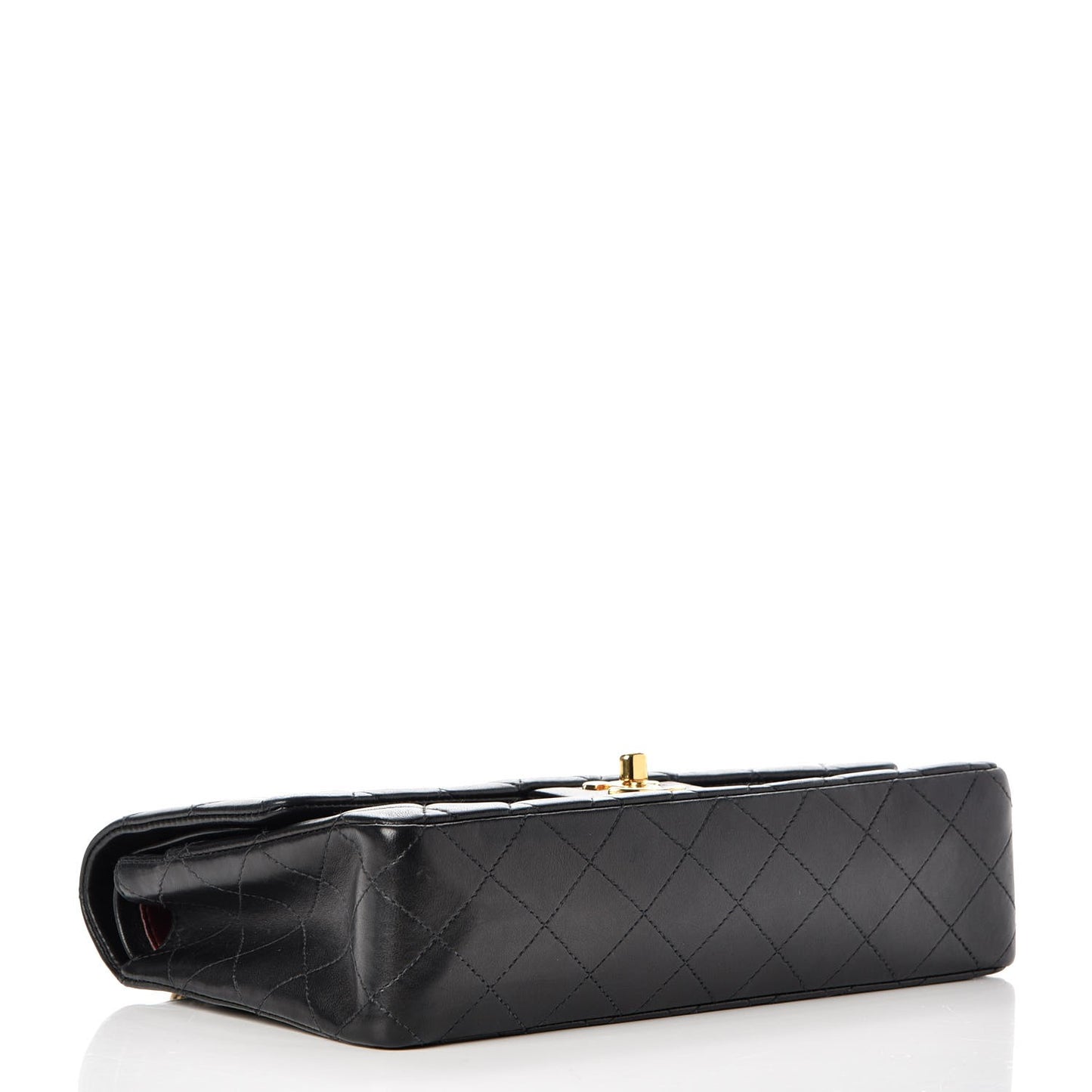 Lambskin Quilted Medium Double Flap Black