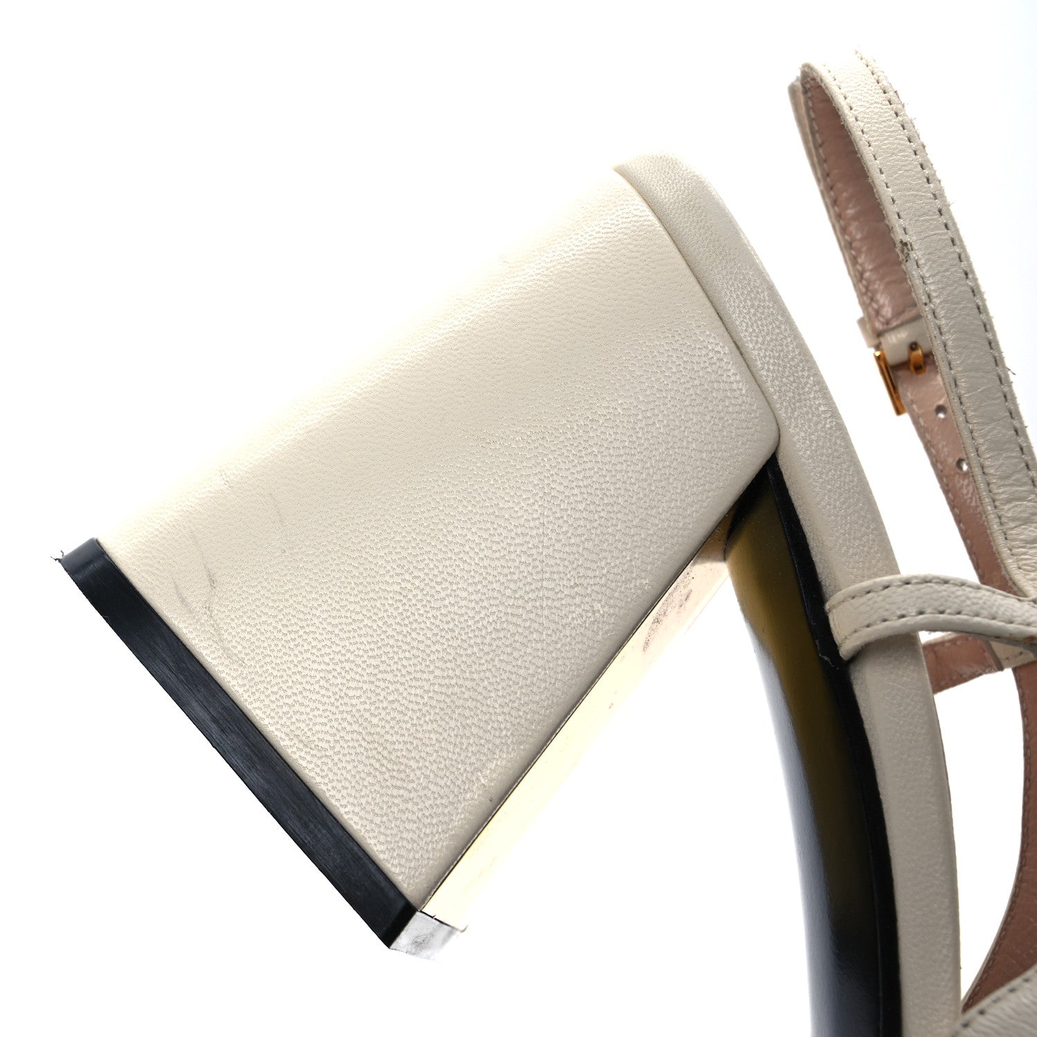 Gucci Malaga Kid Horsebit 75mm Slingback Pumps 39.5 Mystic White 13 of 14