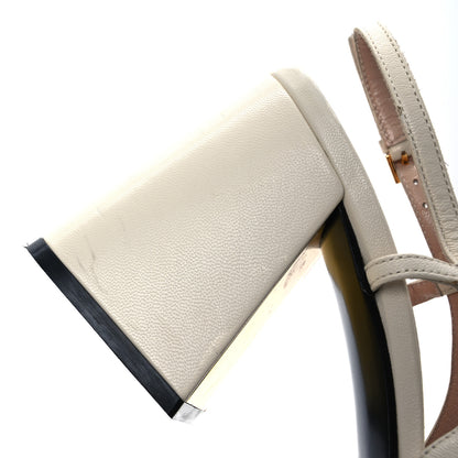 Gucci Malaga Kid Horsebit 75mm Slingback Pumps 39.5 Mystic White 13 of 14