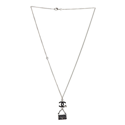 Chanel Enamel Charming Chic Classic Flap CC Charm Necklace Black 3 of 6