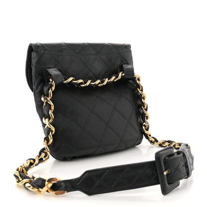 Chanel Lambskin Diamond Stitched Flap Waist Belt Bag 80 32 Black 2 of 10