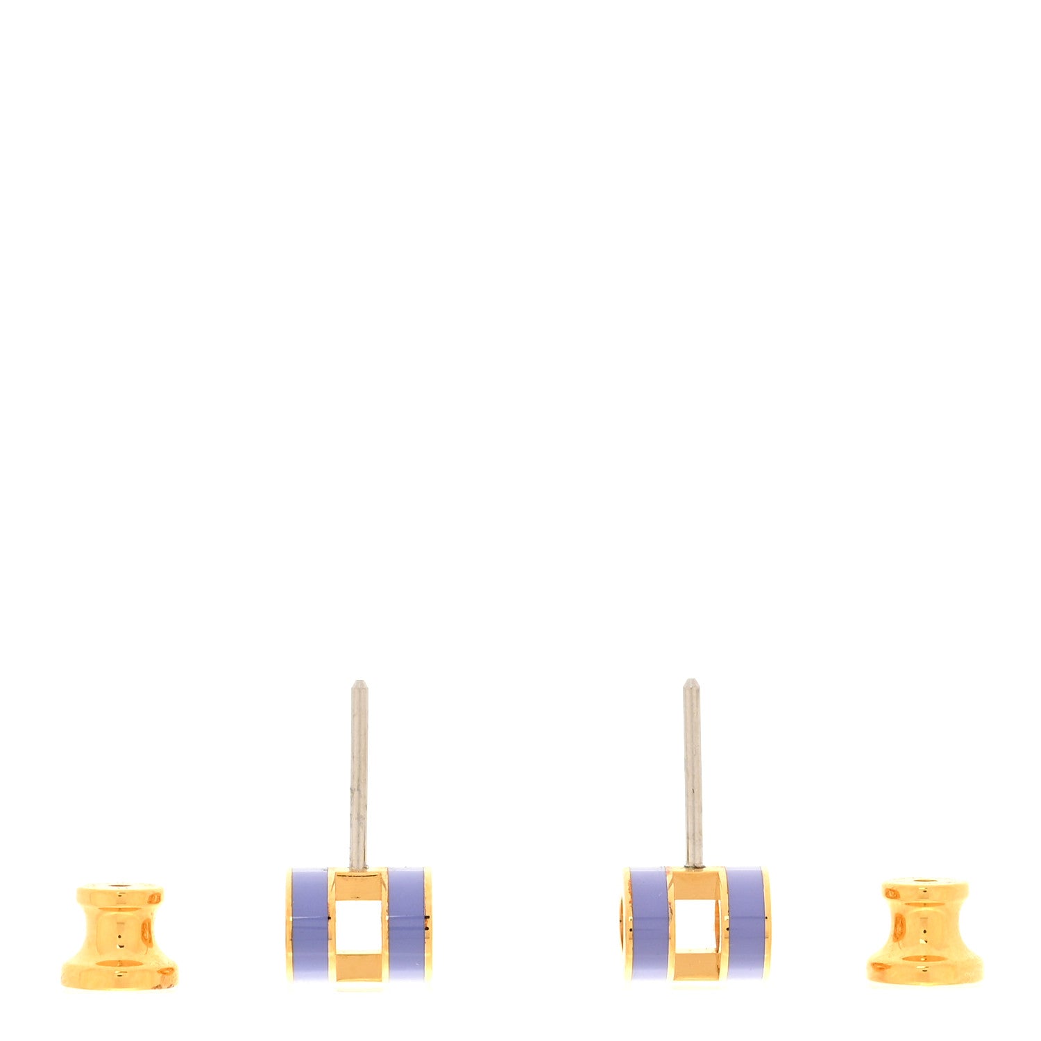 Hermes Rose Gold Lacquered Mini Pop H Earrings Lilac 3 of 4
