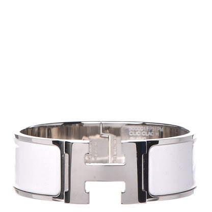 Hermes Enamel Wide Clic Clac H Bracelet PM White 1 of 5