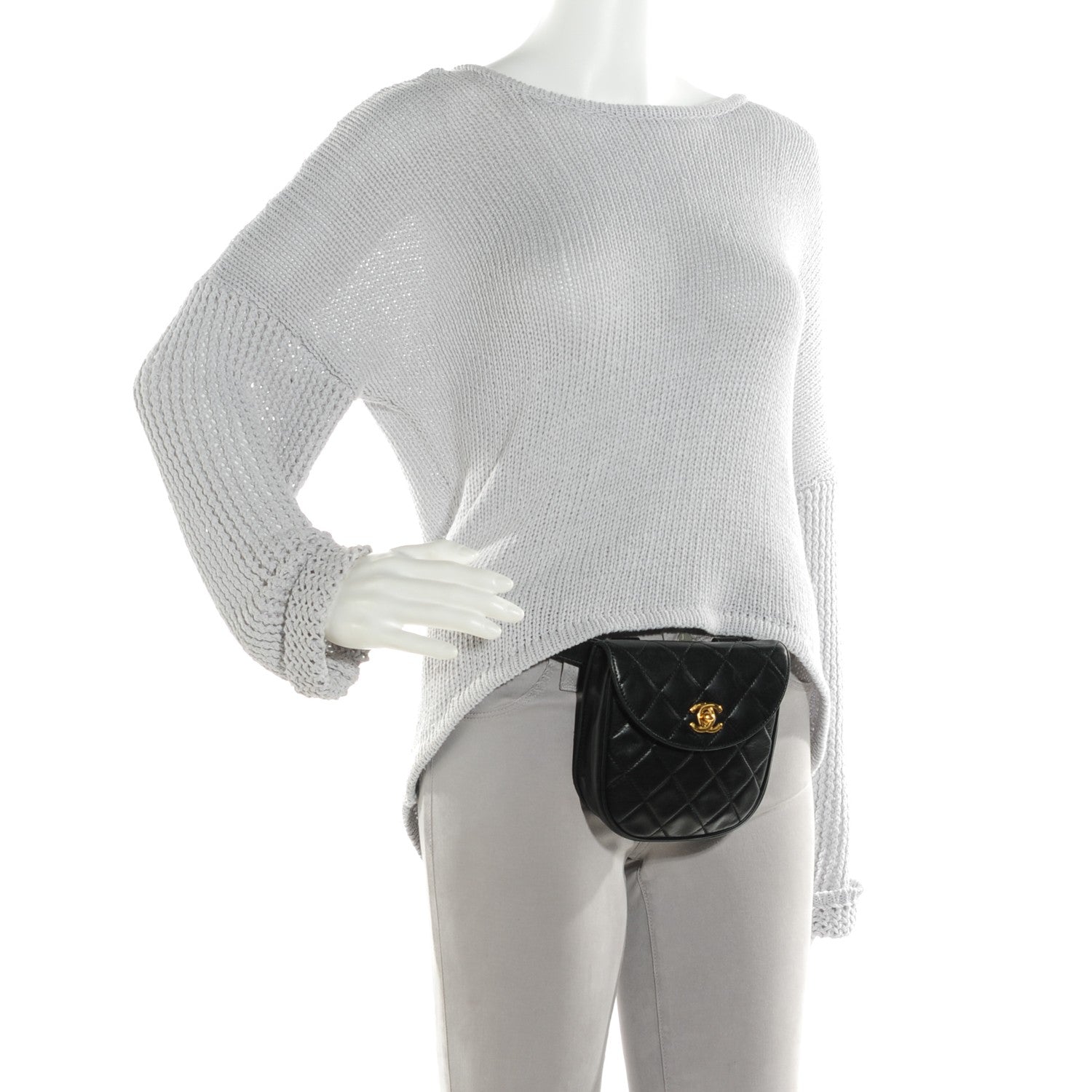 Chanel Lambskin Quilted Flap Waist Belt Bag 80 32 Black 5 of 10