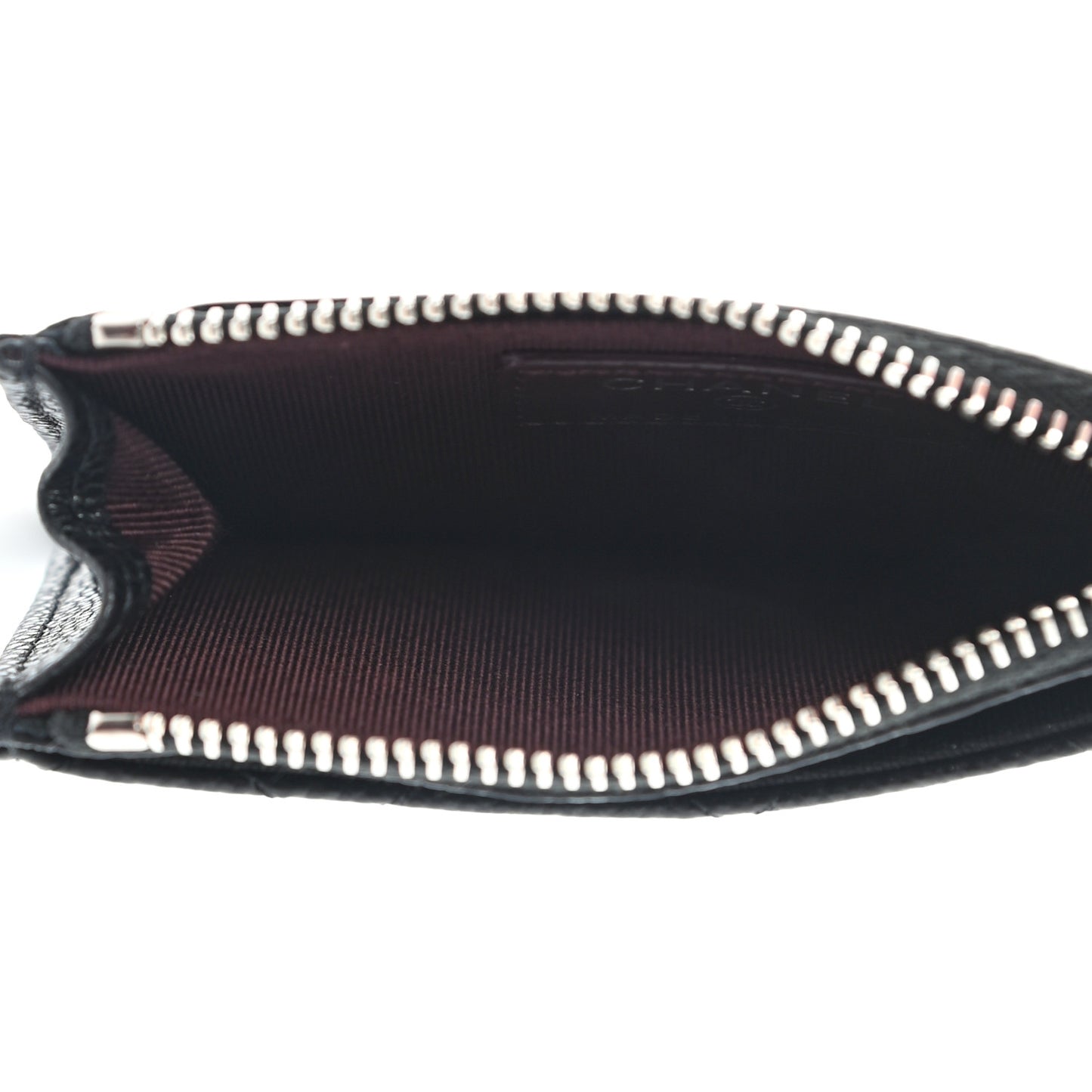 Caviar Quilted CC Zip Card Holder Black