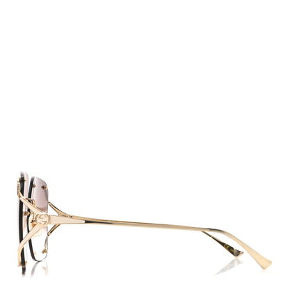 Gucci Metal Oversized Sunglasses GG0646S Gold Brown 3 of 7