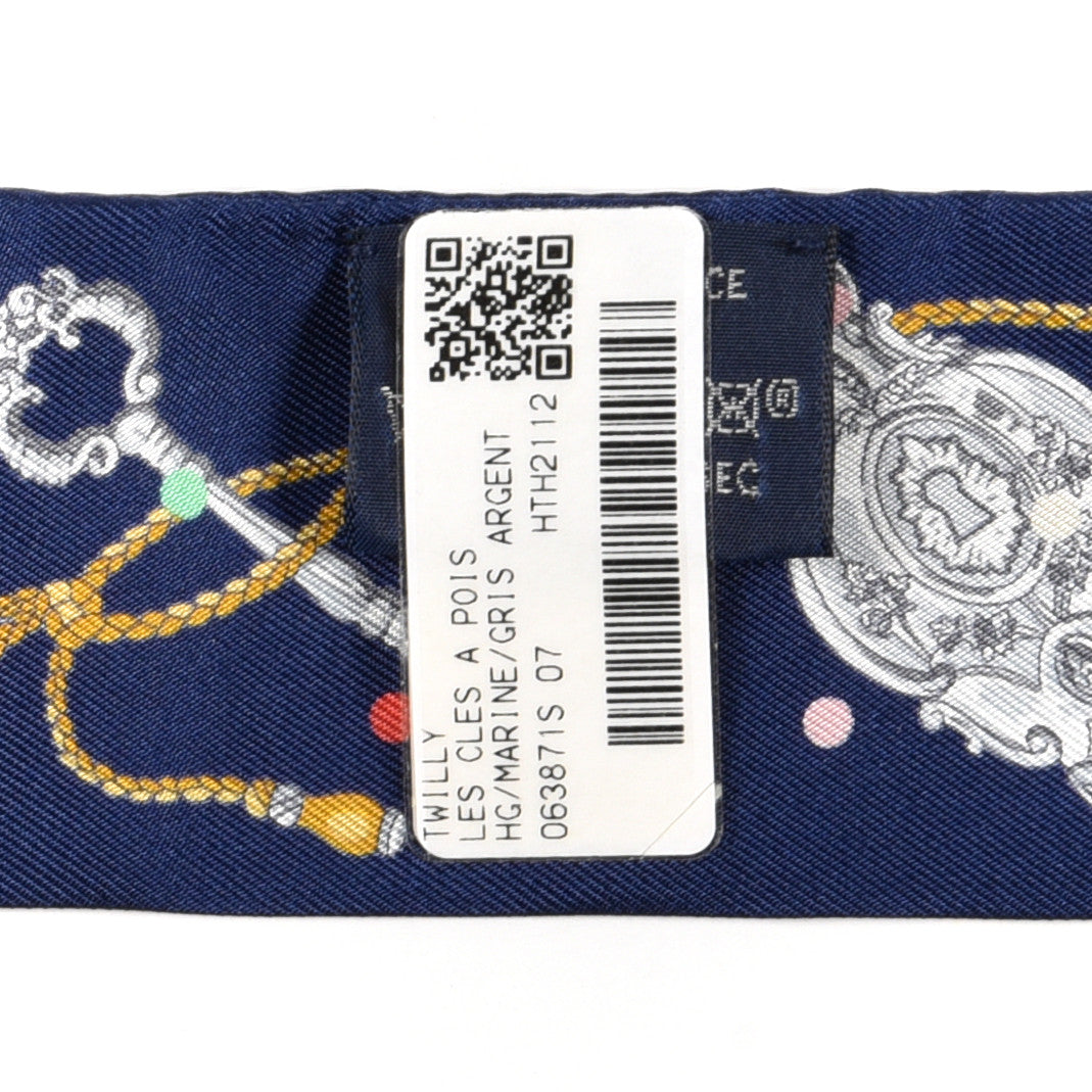 Silk Les Cles A Pois Twilly Marine Gris Argent