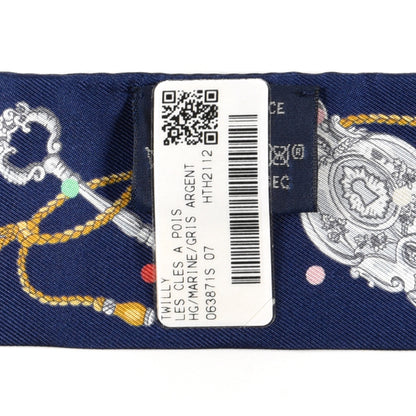 Hermes Silk Les Cles A Pois Twilly Marine Gris Argent 4 of 4