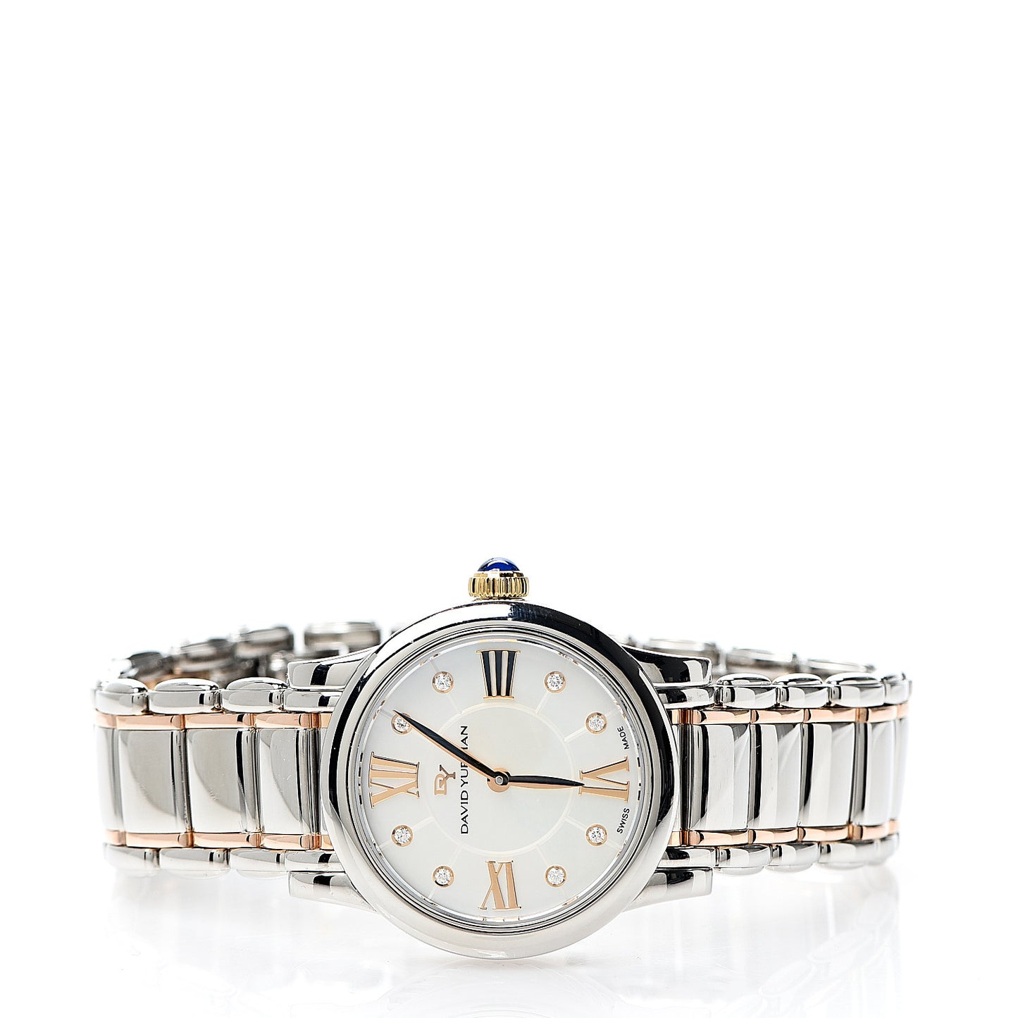 Stainless Steel 18K Yellow Gold Diamond Mother of Pearl 30mm Classic Quartz Watch