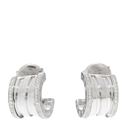 Bulgari 18K White Gold Diamond B.Zero1 Hoop Earrings 1 of 4