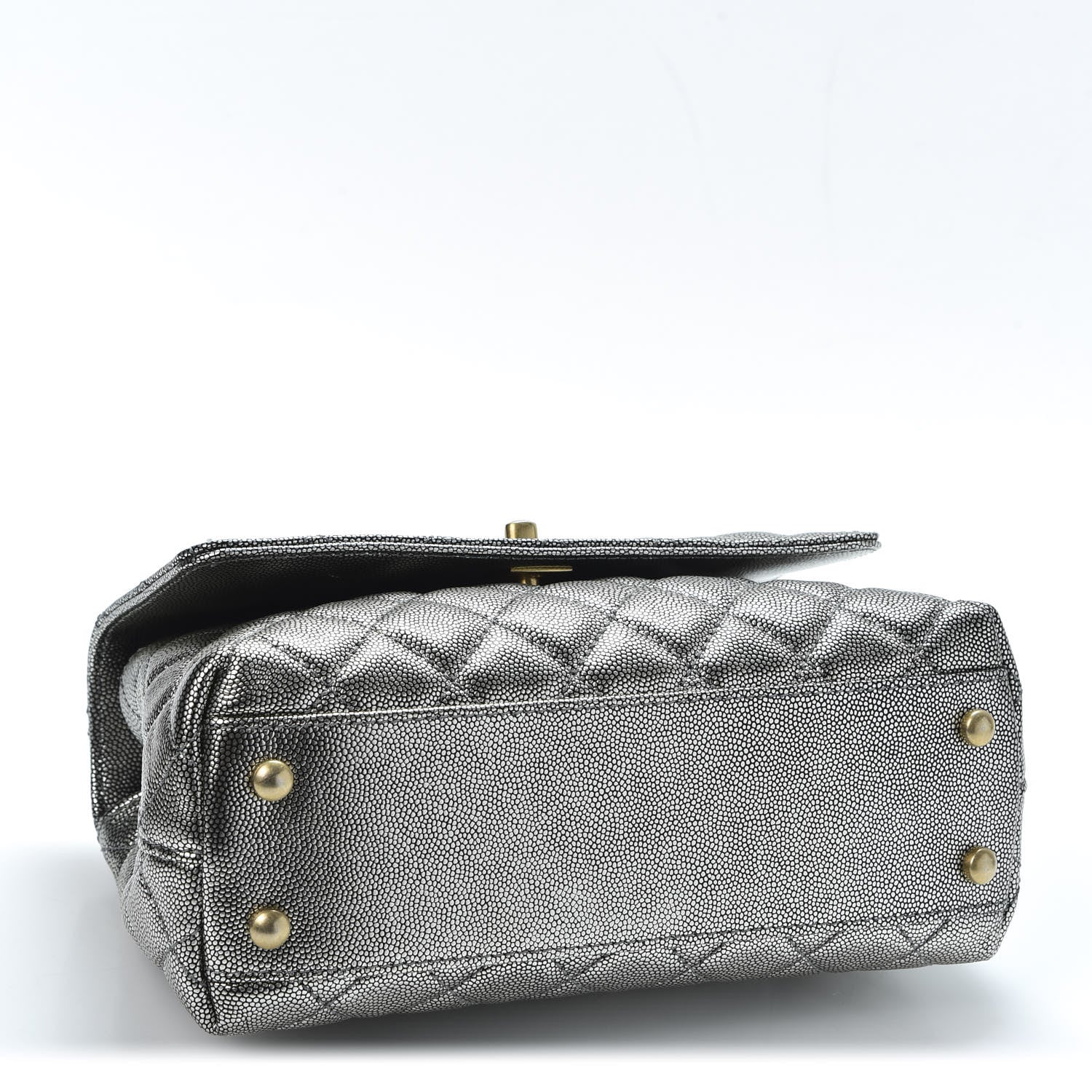 Chanel Metallic Caviar Quilted Mini Coco Handle Flap Silver 3 of 9
