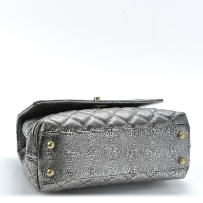 Chanel Metallic Caviar Quilted Mini Coco Handle Flap Silver 3 of 9