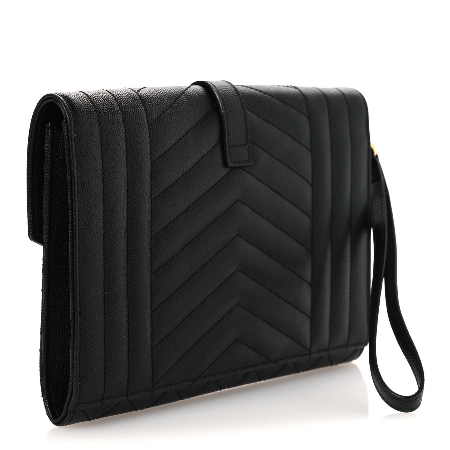 Grain De Poudre Textured Mixed Matelasse Triquilt Monogram Clutch Black