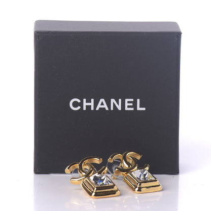 Chanel Crystal CC Square Earrings Gold 5 of 5