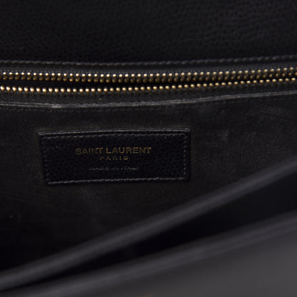 Saint Laurent Textured Calfskin Medium Classic Monogram Universite Bag Black 9 of 16