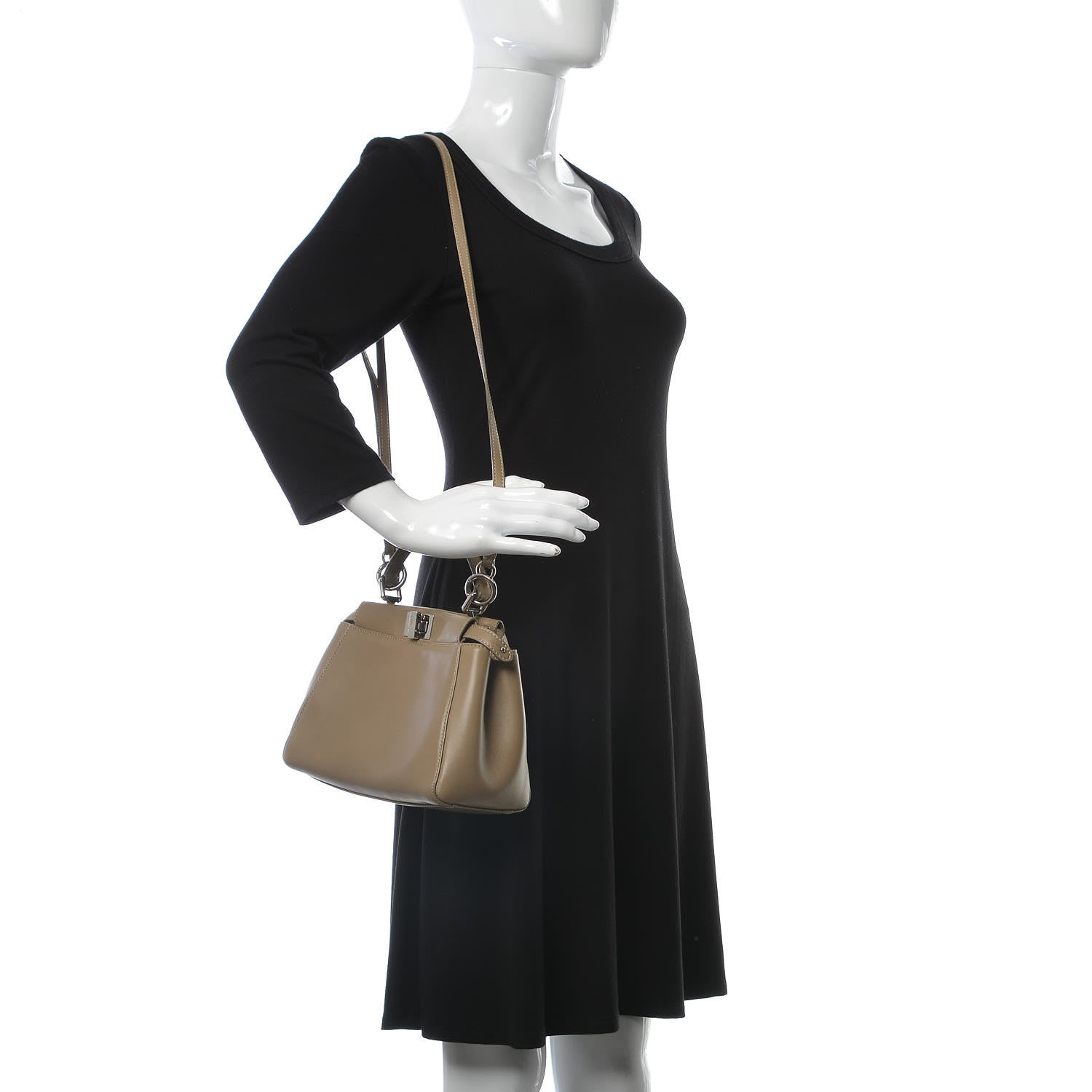 Fendi Nappa Mini Peekaboo Iconic Satchel Tortora 2 of 8