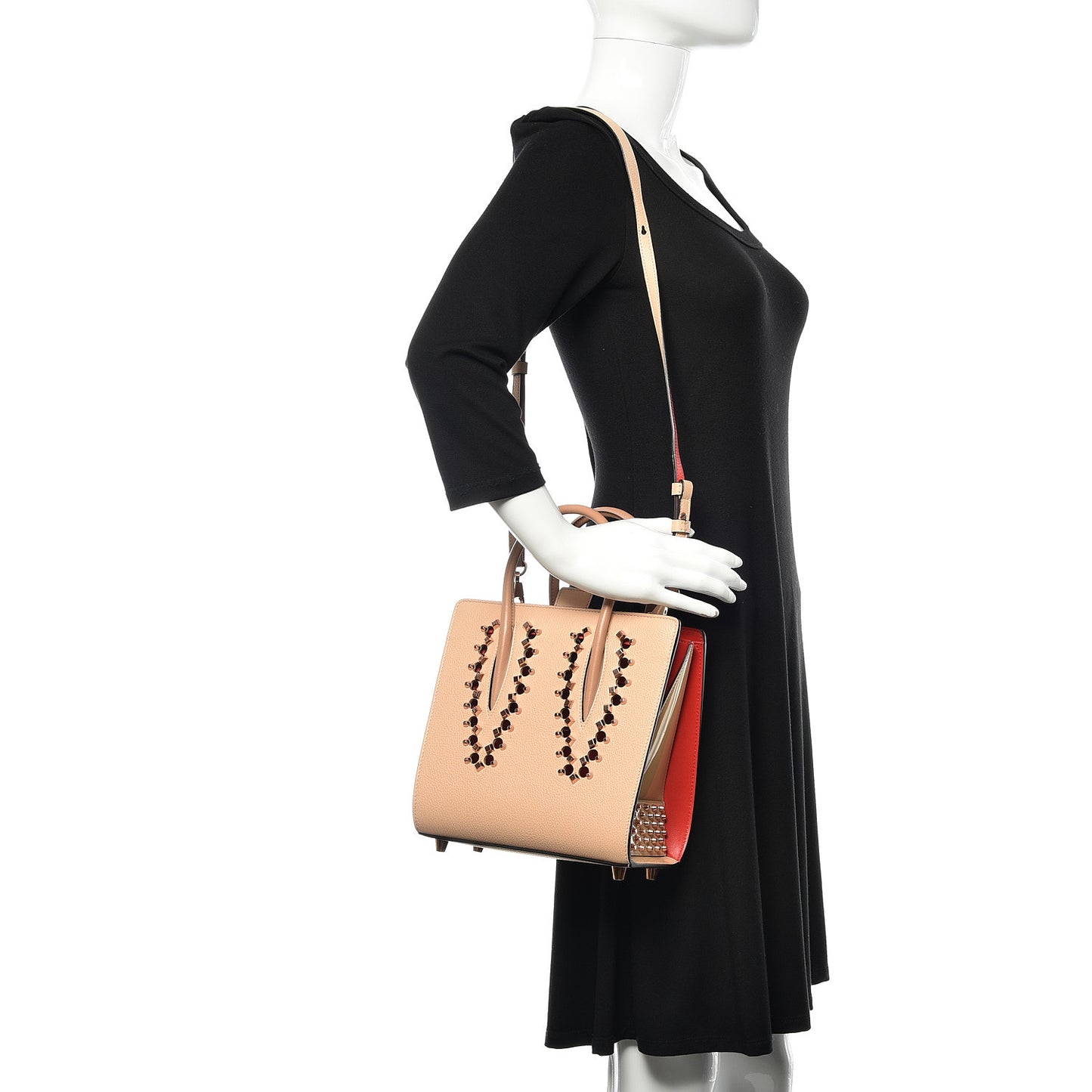 Calfskin Patent Studded Small Paloma Naturel Rose Gold