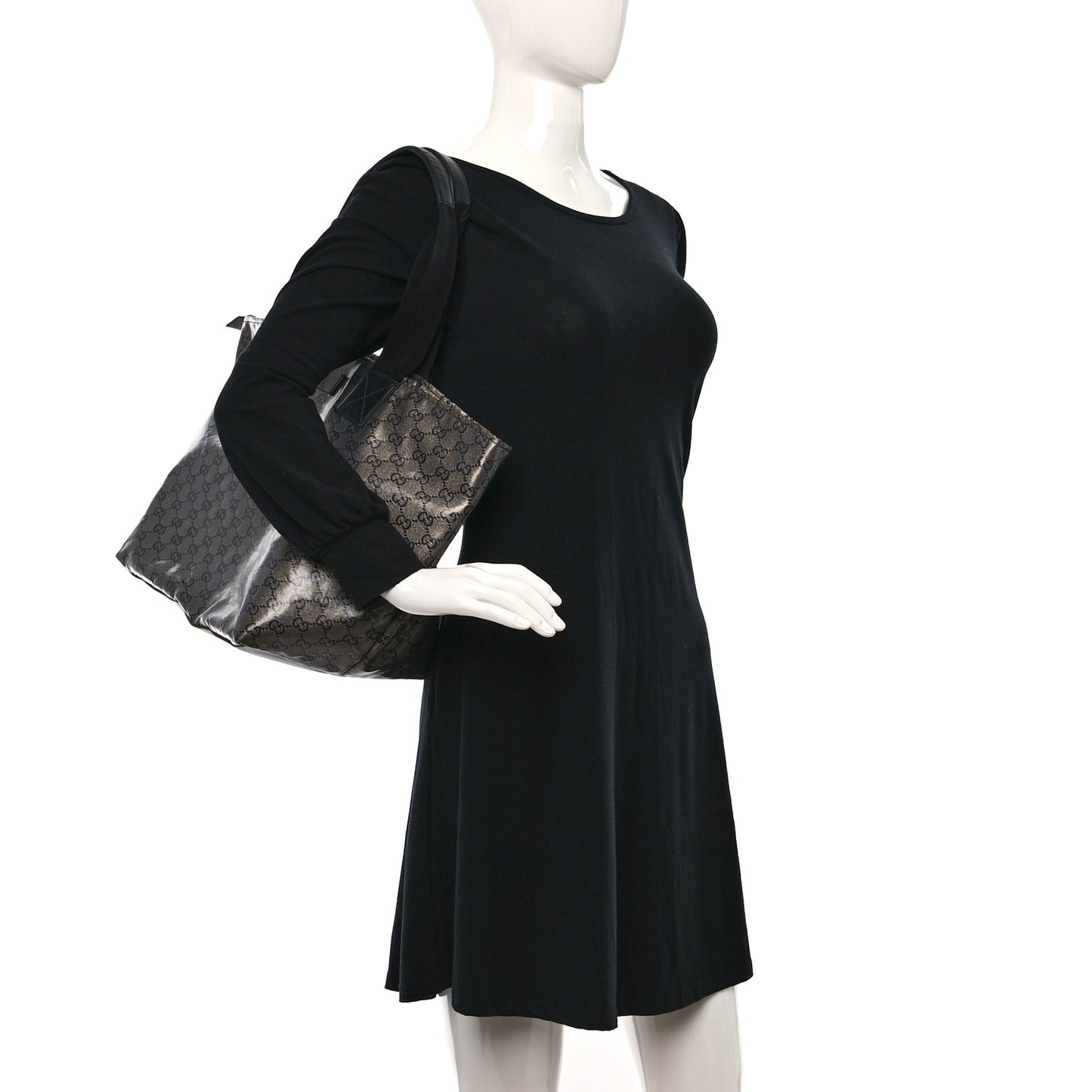 Crystal Monogram Large Bucket Tote Black