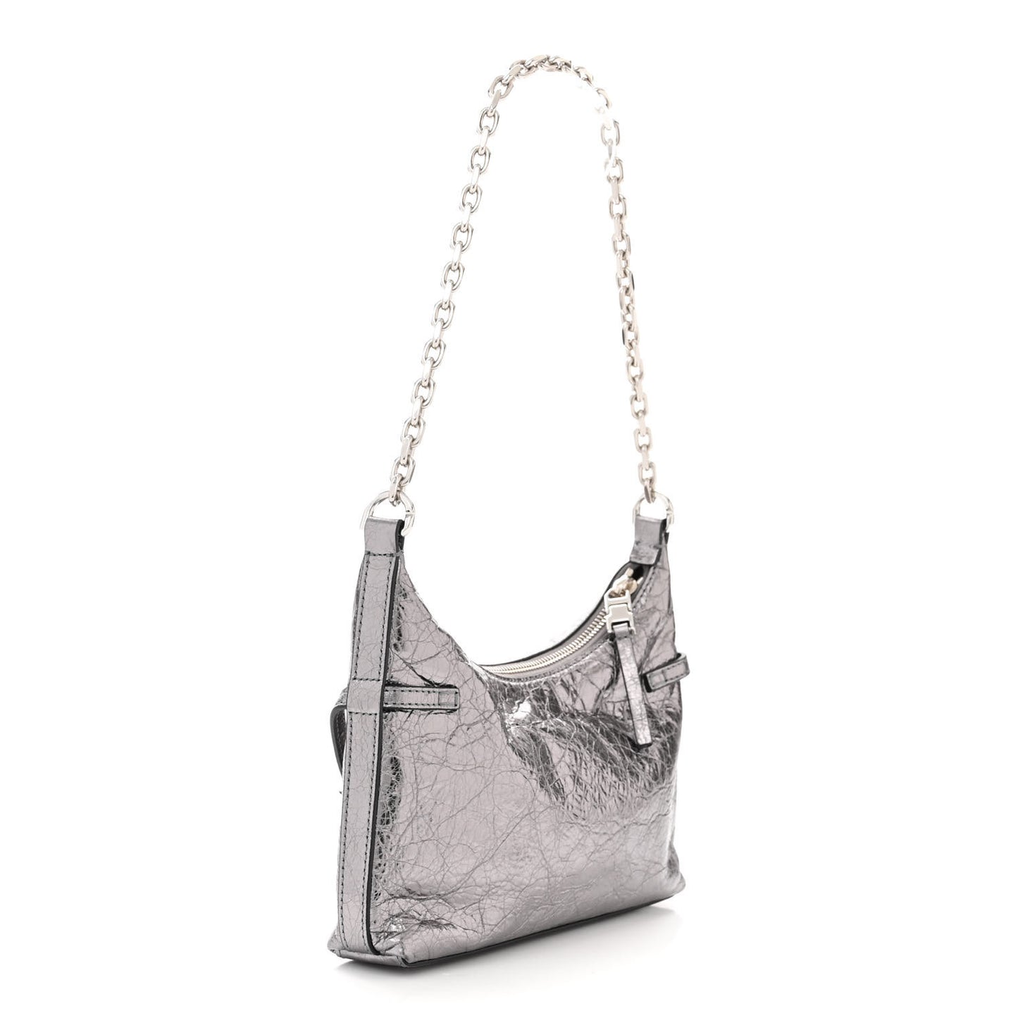 Metallic Calfskin Mini Voyou Bag Silver