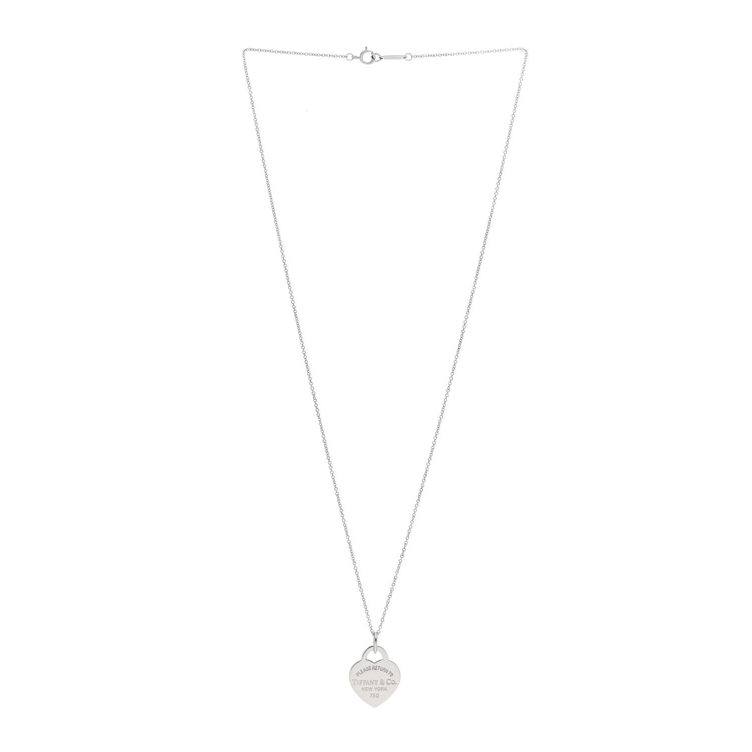 Tiffany 18K White Gold Return to Tiffany Heart Tag Pendant Necklace 3 of 5