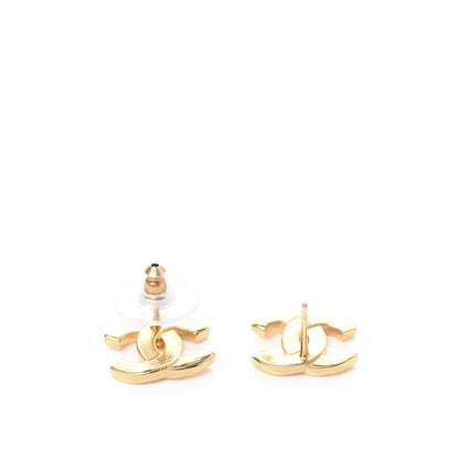 Chanel Metal CC Paris Button Stud Earrings Gold 3 of 5