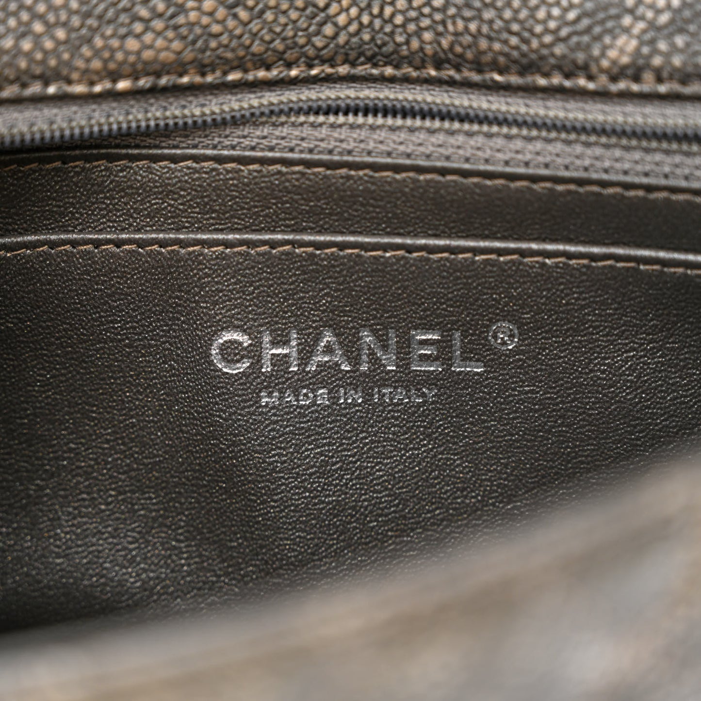 Metallic Caviar Quilted Mini Rectangular Flap Dark Silver