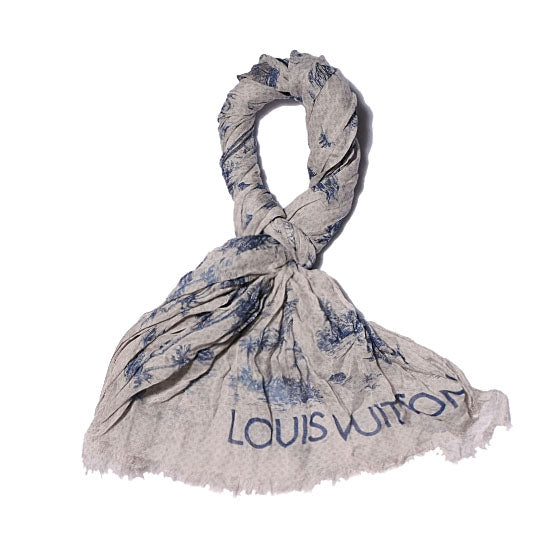 Louis Vuitton Cotton Linen Toile Etole De Louis Pareo Blue 1 of 6