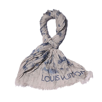 Louis Vuitton Cotton Linen Toile Etole De Louis Pareo Blue 1 of 6
