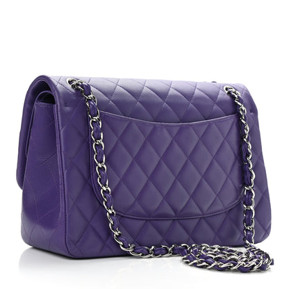 Chanel Lambskin Quilted Jumbo Double Flap Purple 2 of 9