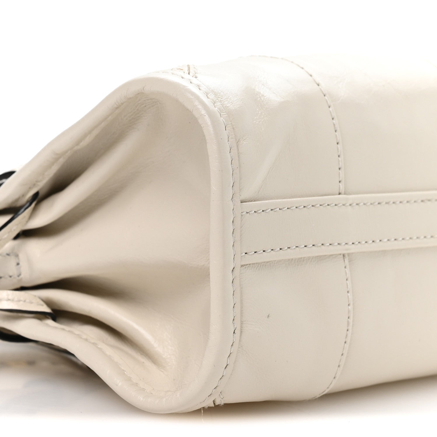 Prada Glossy Calfskin Triangle Mini Bonnie Hand Bag White 9 of 10