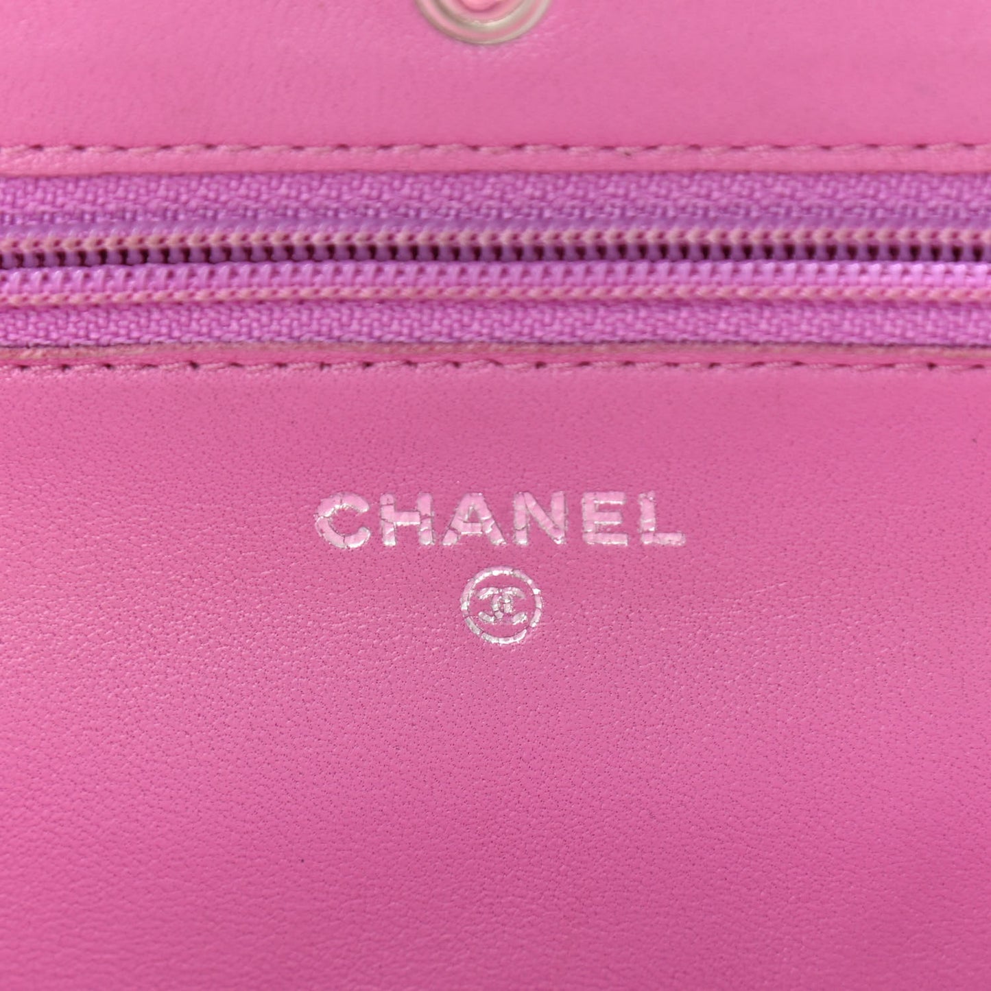 Lambskin Quilted Wallet On Chain WOC Purple