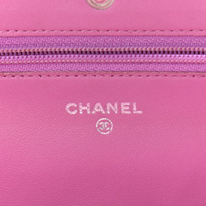 Chanel Lambskin Quilted Wallet On Chain WOC Purple 5 of 10