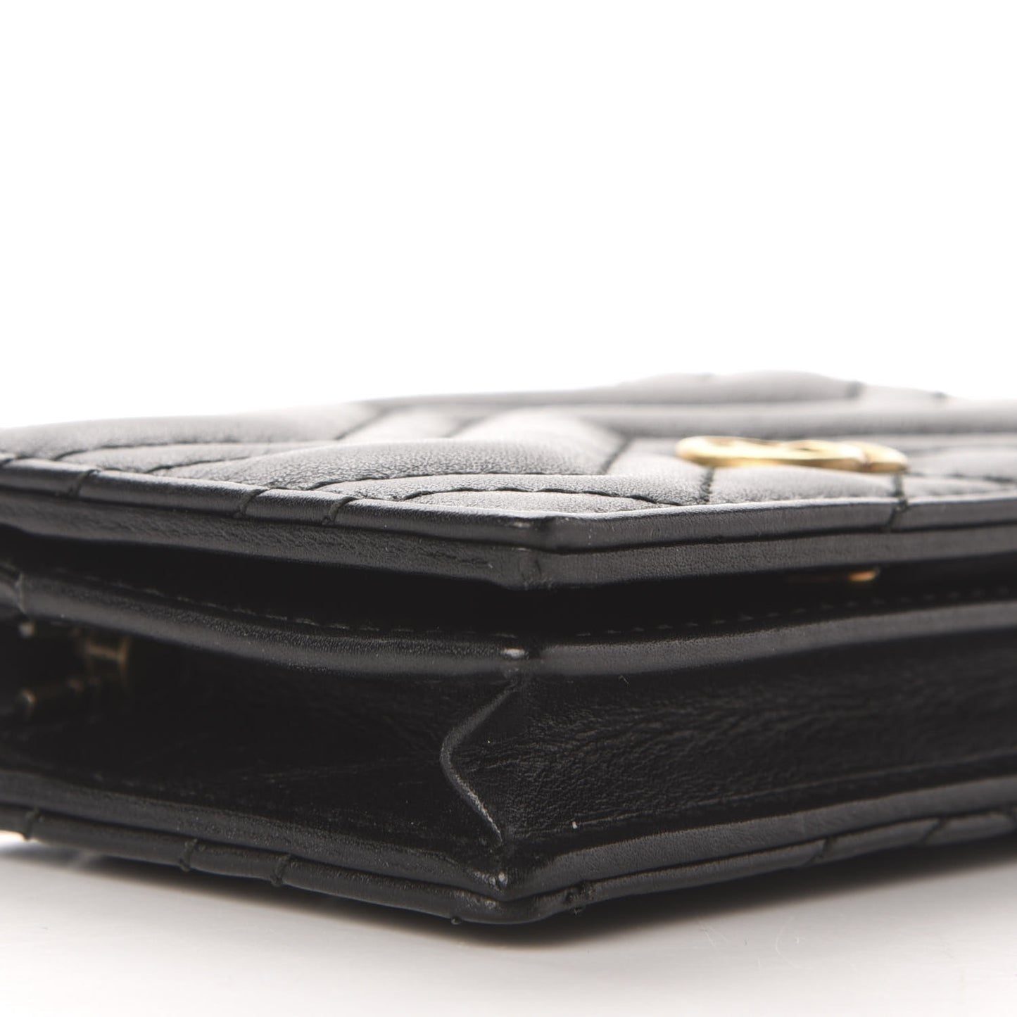Calfskin Matelasse GG Marmont Card Case Wallet Black