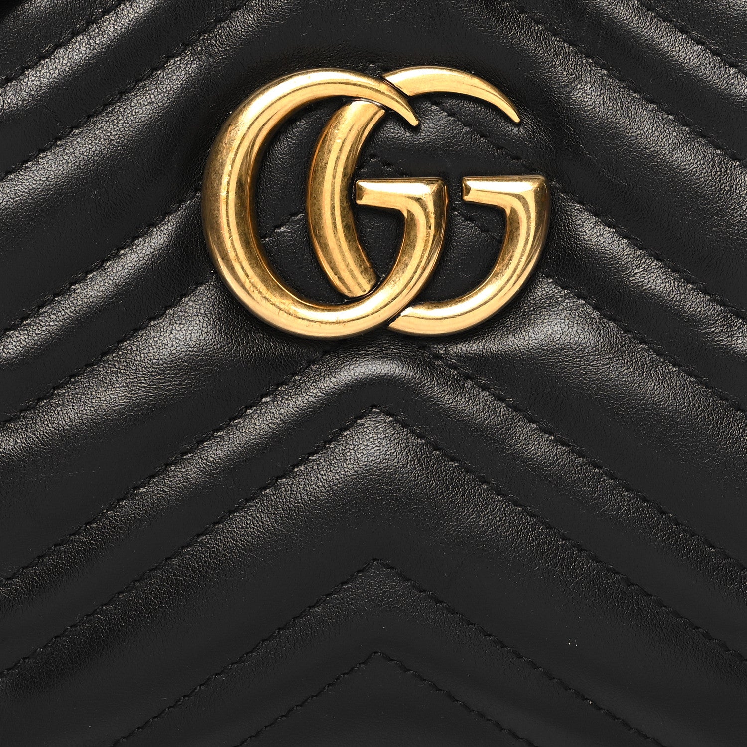 Gucci Calfskin Matelasse Small GG Marmont Chain Shoulder Bag Black 8 of 12