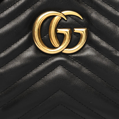 Gucci Calfskin Matelasse Small GG Marmont Chain Shoulder Bag Black 8 of 12