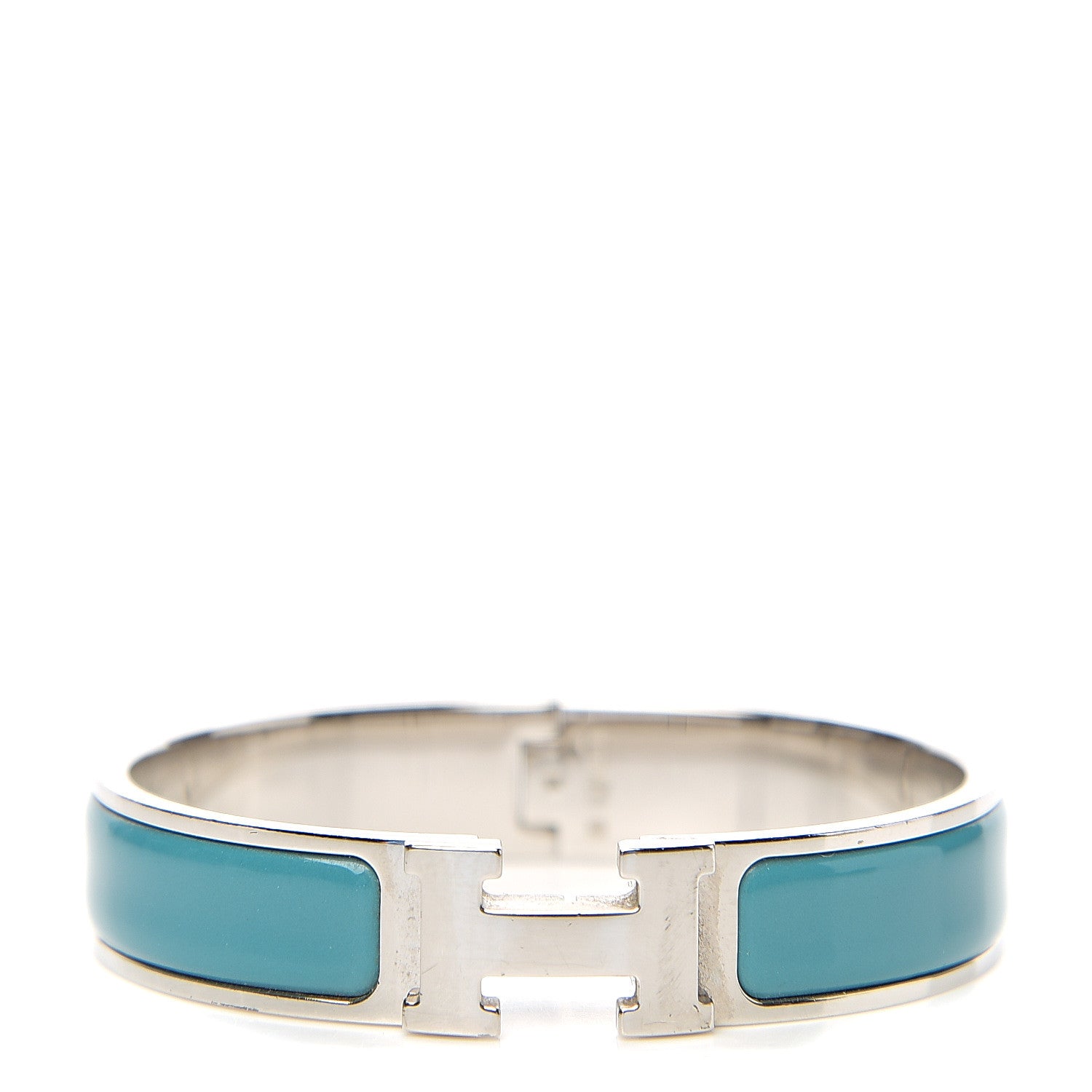 Hermes Enamel Narrow Clic Clac H Bracelet PM Bleu Canard 1 of 3