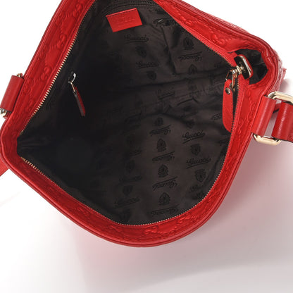 Gucci Guccissima Medium Flat Messenger Bag Red 7 of 10