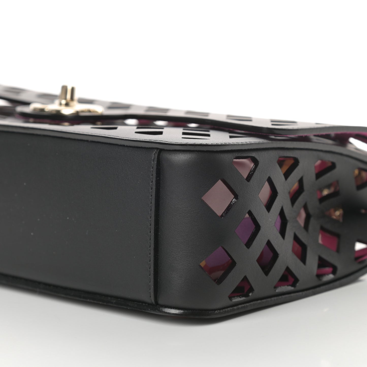 Lambskin Sea Through Flap Black Multicolor