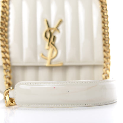 Saint Laurent Patent Calfskin Matelasse Monogram Medium Vicky Chain Bag White 8 of 12