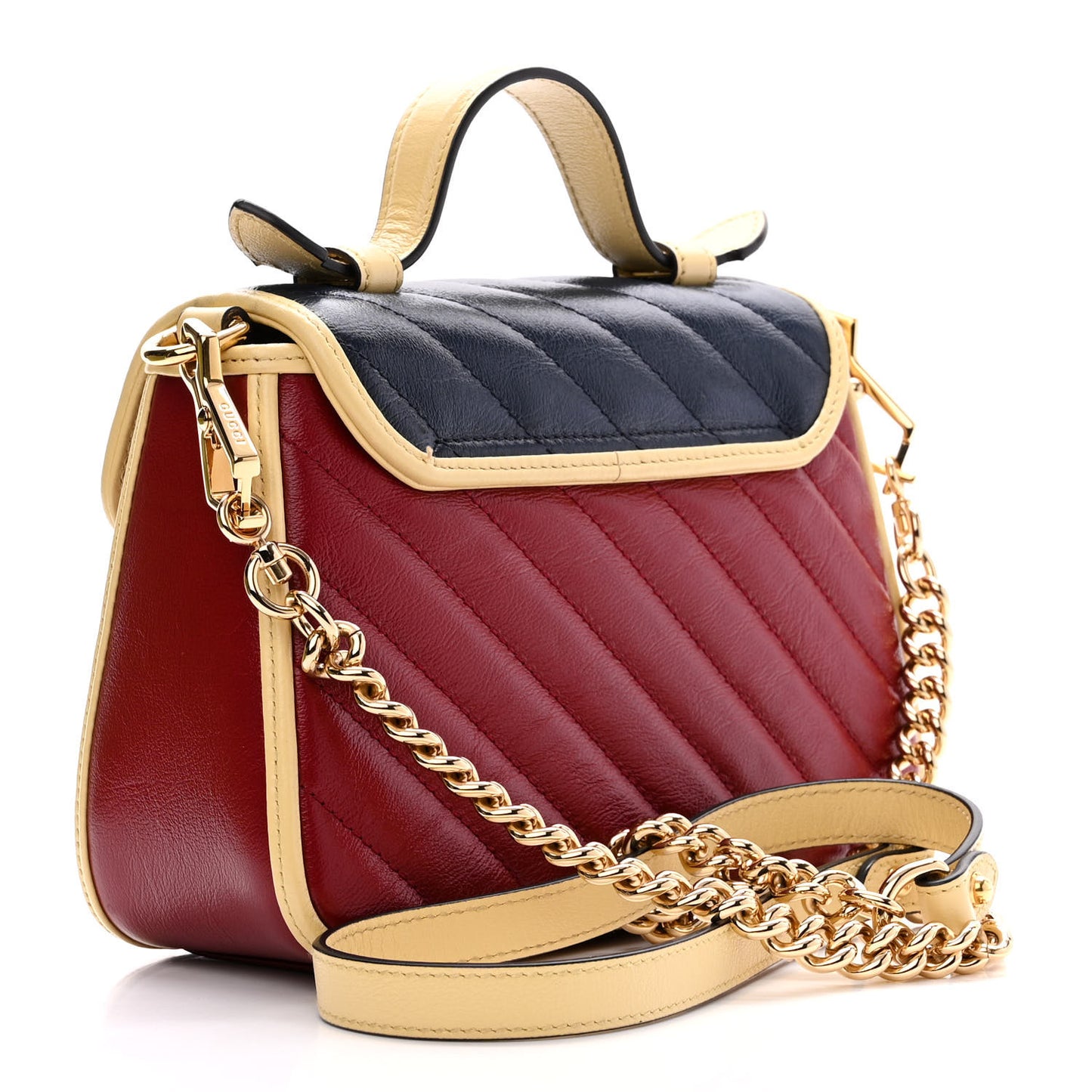 Azalea Calfskin Matelasse Diagonal Mini Torchon GG Marmont Top Handle Shoulder Bag Blue Agata New Cherry Red Butter