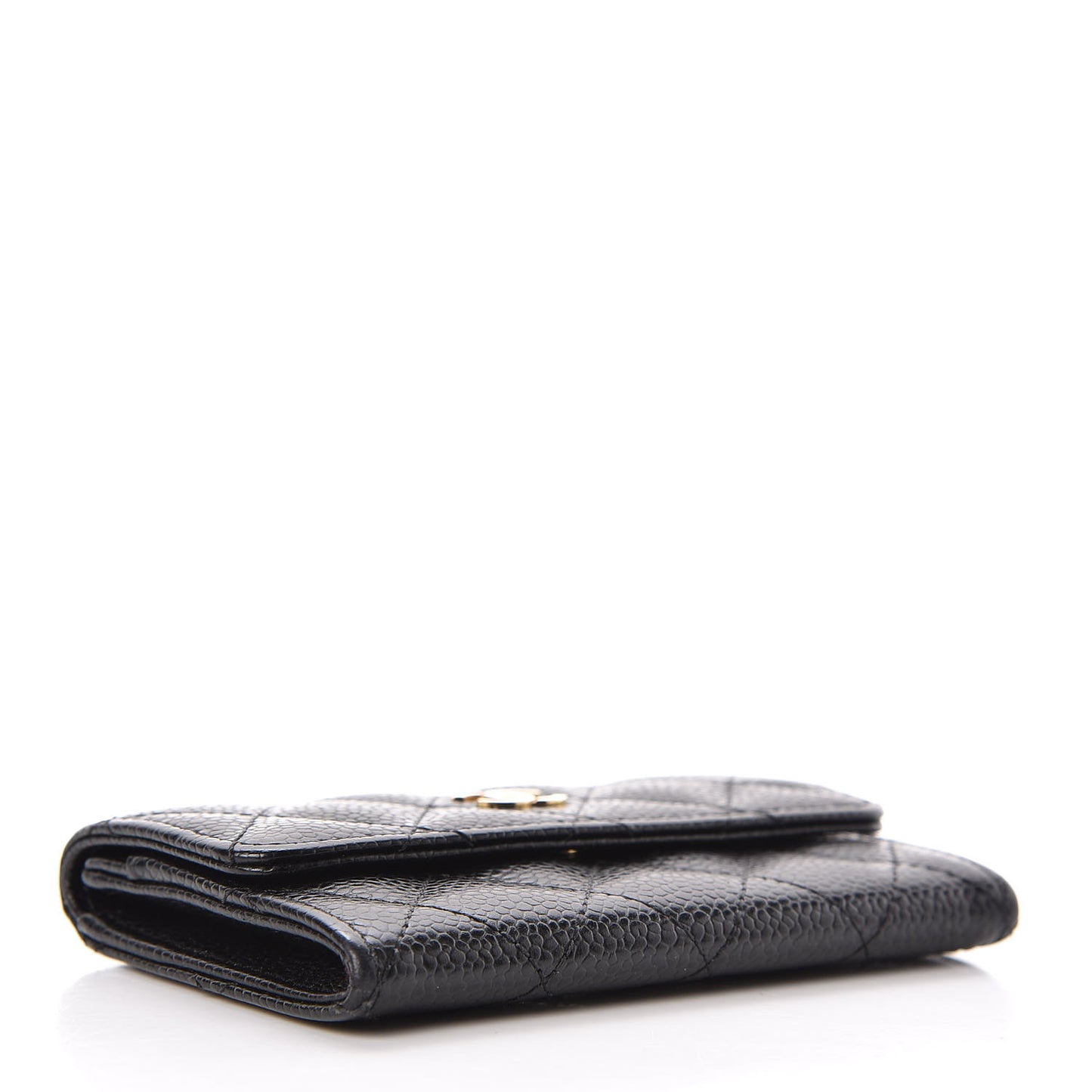 Caviar Quilted Flap Card Holder Black