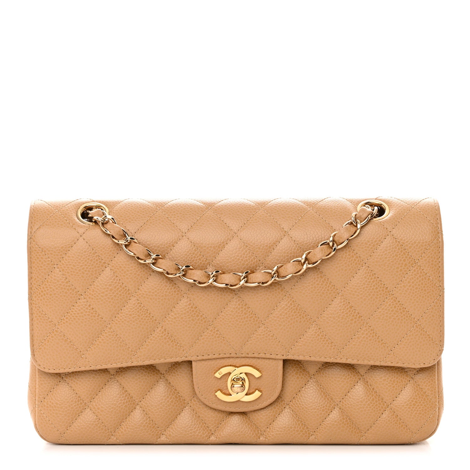 Chanel Caviar Quilted Medium Double Flap Beige 1 of 14